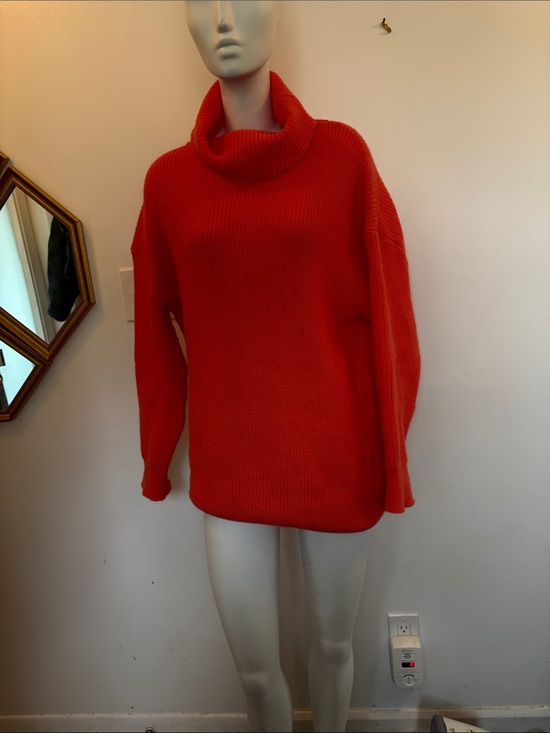 None Sweaters - Cozy Women's Orange Turtleneck Sweater